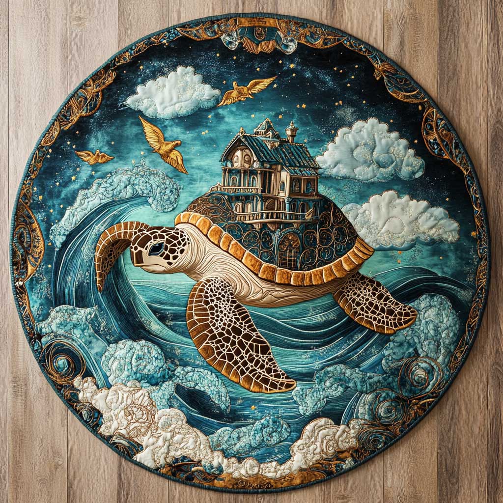 Mythical Turtle Moonride WN1305052CL Quilted Round Mat