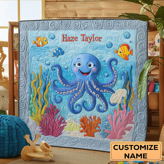 Cheeky Octopus WN2907020CL Personalized Baby Quilt