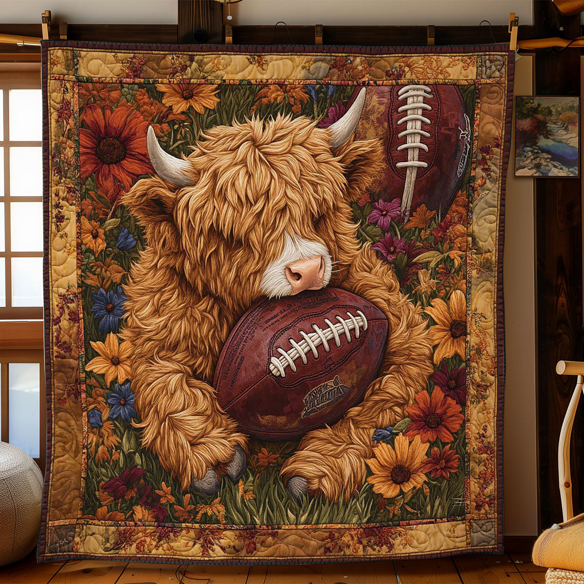 Game Day Highland Cow WN2104024CL Quilt