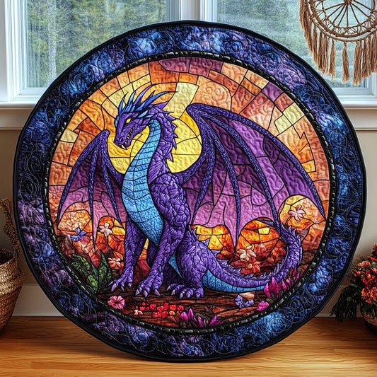 Dragon In Sunset WY2005026CL Quilted Round Mat