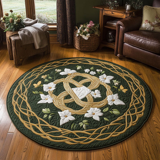 Celtic And White Flower WY2203041CL Quilted Round Mat