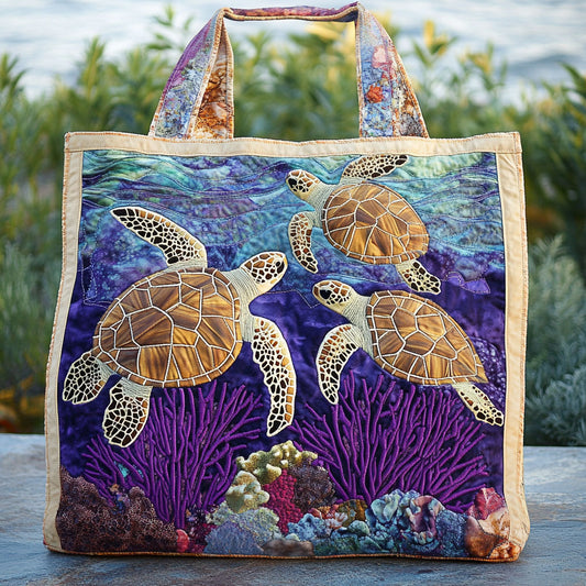 Coral Turtle WN2209014CL Quilted Tote Bag