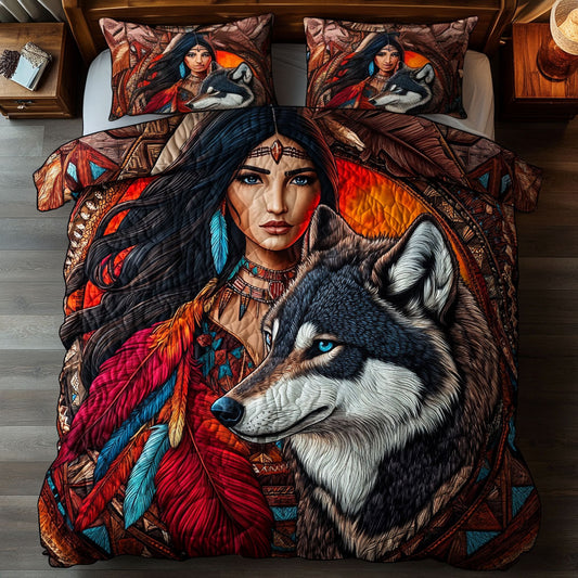 Aurora Wolf And Woman WN0908002CL Duvet Cover Set
