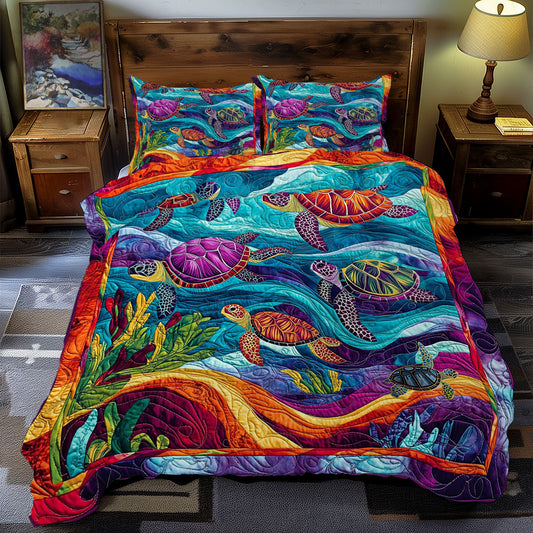 Colorful Turtle In Ocean WY1612041CL Duvet Cover Set