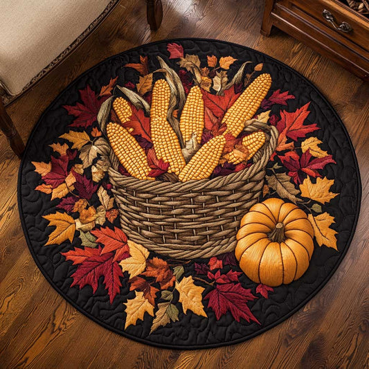 Pumpkin And Cornfield WN1903058CL Quilted Round Mat
