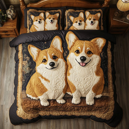 Snuggle Corgi Friend CW0207041CL Quilted Bedding Set
