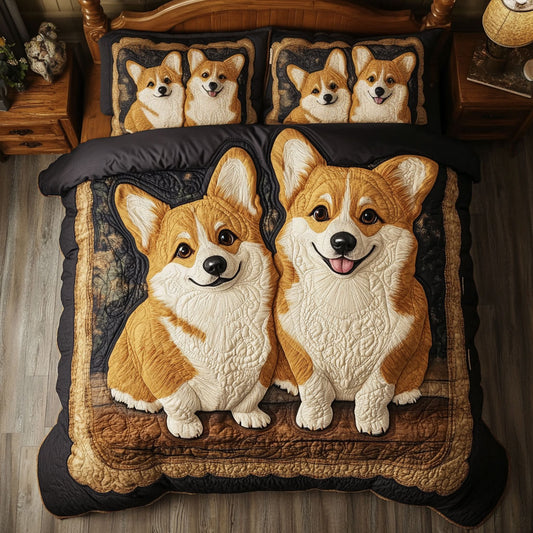 Snuggle Corgi Friend CW0207041CL Quilted Bedding Set