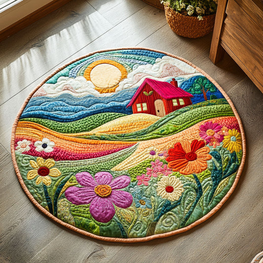 Whispering Flowerscape WN1507101CL Quilted Round Mat