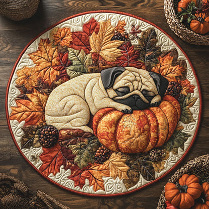 Pug Harvest WY2203019CL Quilted Round Mat