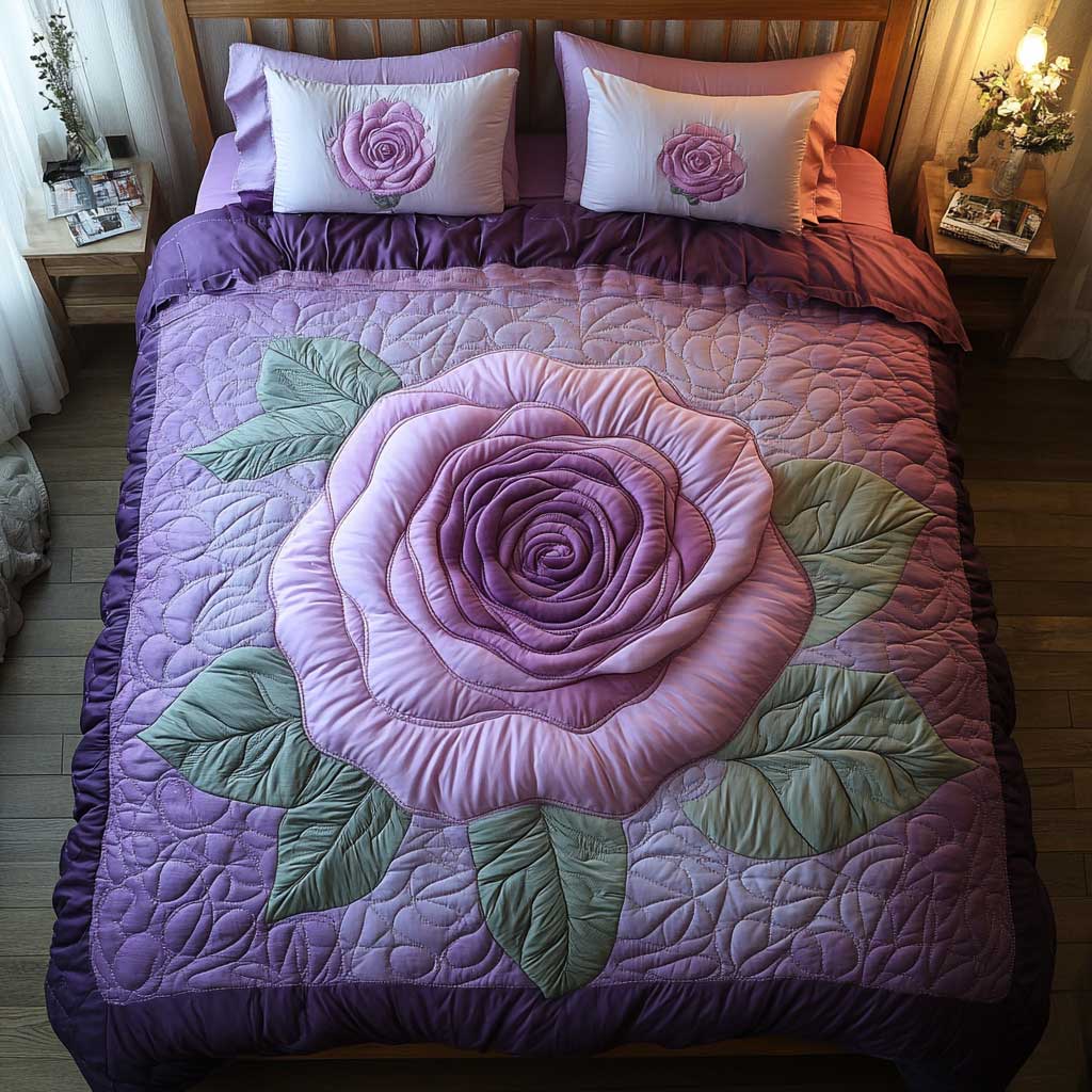 Purple Blooming Rose WP1102003CL Duvet Cover Set