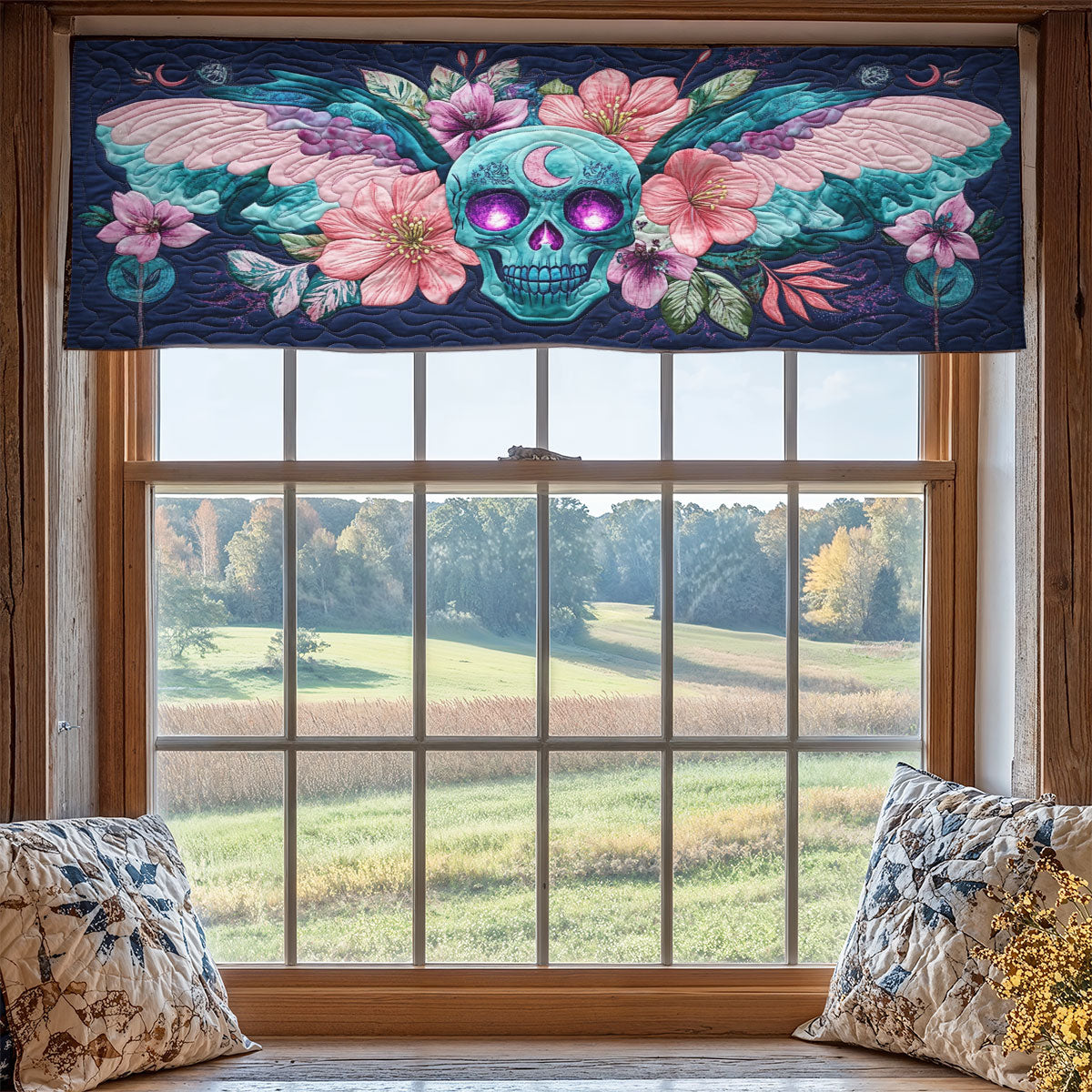 Floral Skull WX2205026CL Quilted Valance