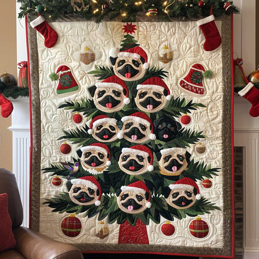 Festive Pugs WN3110037CL Quilt