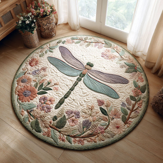 Floral Dragonfly CW0509008CL Quilted Round Mat