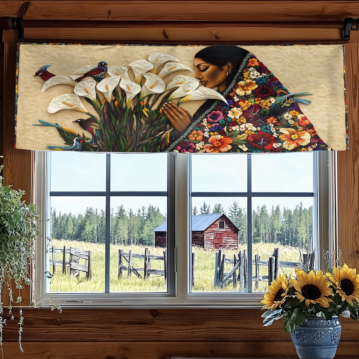 Sacred Floral Spirit WN1706068CL Quilted Valance