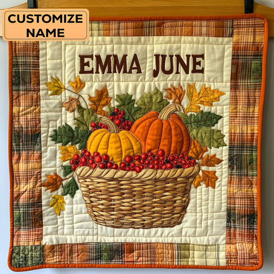 Pumpkin Basket WY0108026CL Personalized Baby Quilt