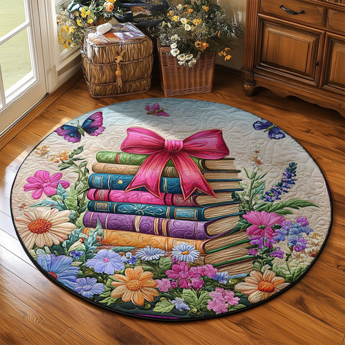 Stack Of Colorful Books WJ2104038CL Quilted Round Mat