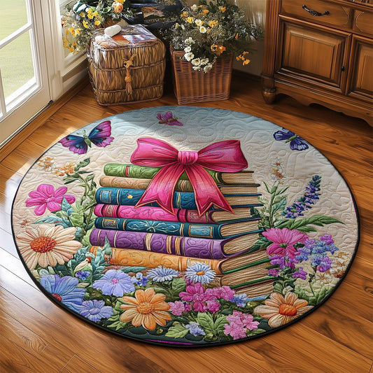 Stack Of Colorful Books WJ2104038CL Quilted Round Mat