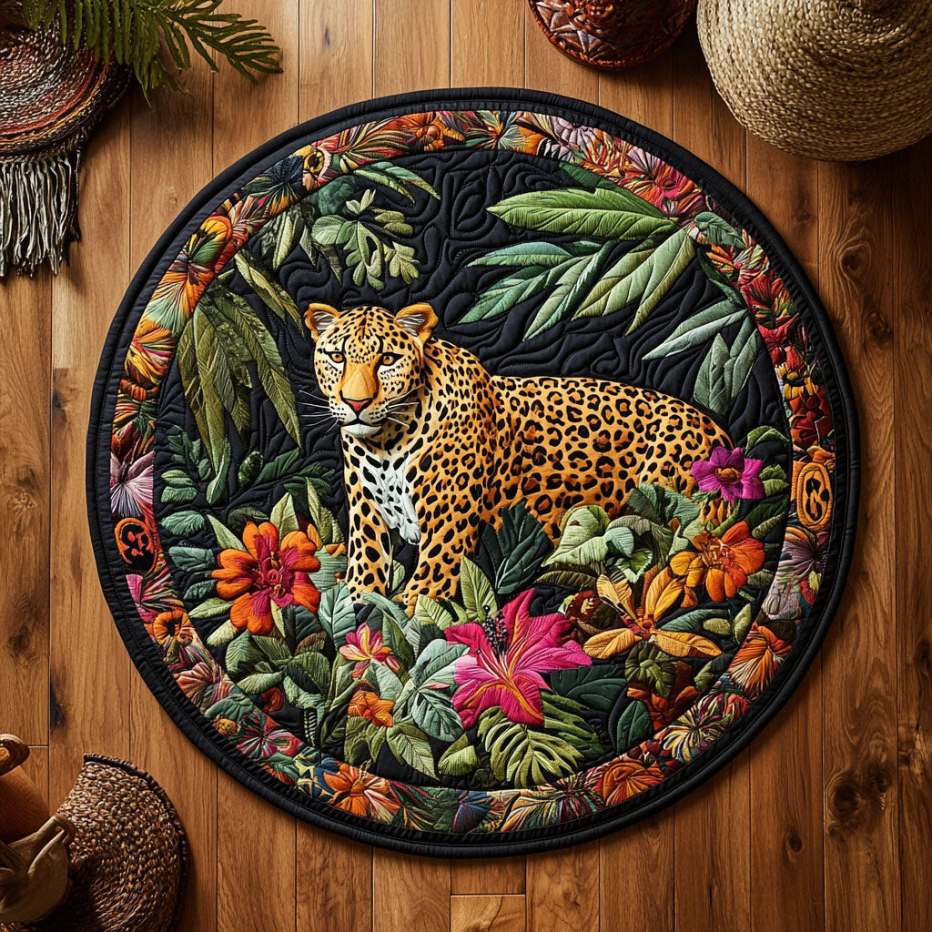 Tropical Jungle Leopard WY1107034CL Quilted Round Mat