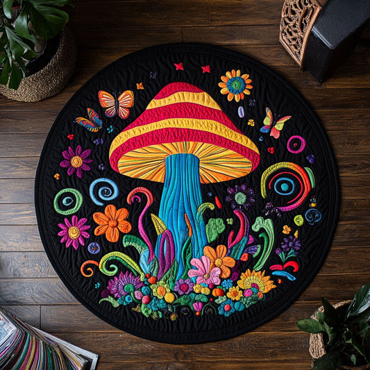 Bold Mushroom WX2605005CL Quilted Round Mat