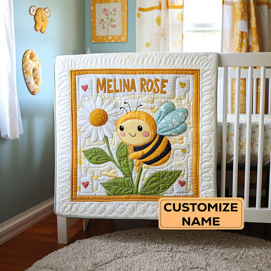 Daisy Hug Bee WY2807013CL Personalized Baby Quilt