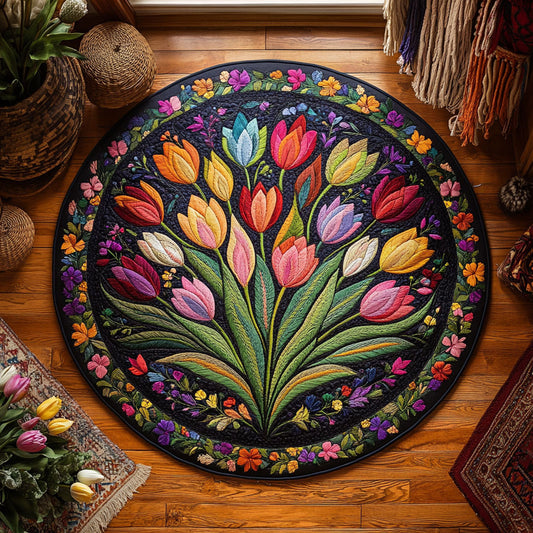 Tulip Bouquet WY2205046CL Quilted Round Mat