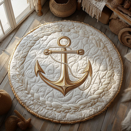 Ivory Anchor WY1106022CL Quilted Round Mat