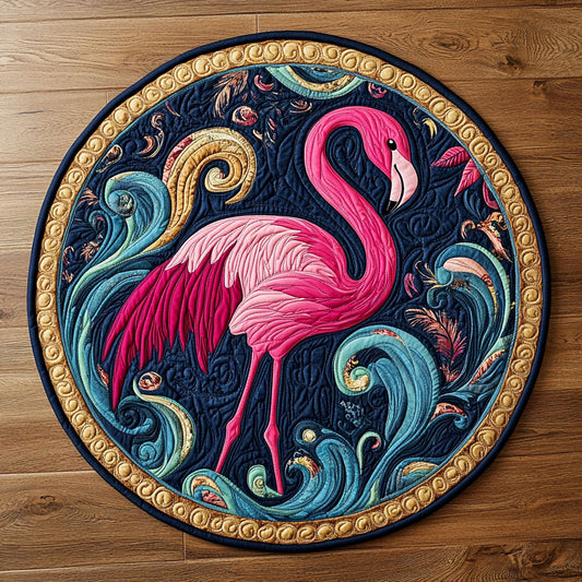 Vibrant Flamingo WX2805048CL Quilted Round Mat