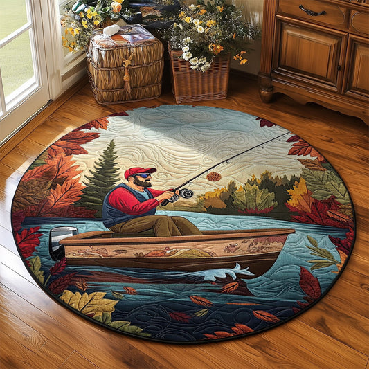 Fishing Old Man WJ0504043CL Quilted Round Mat