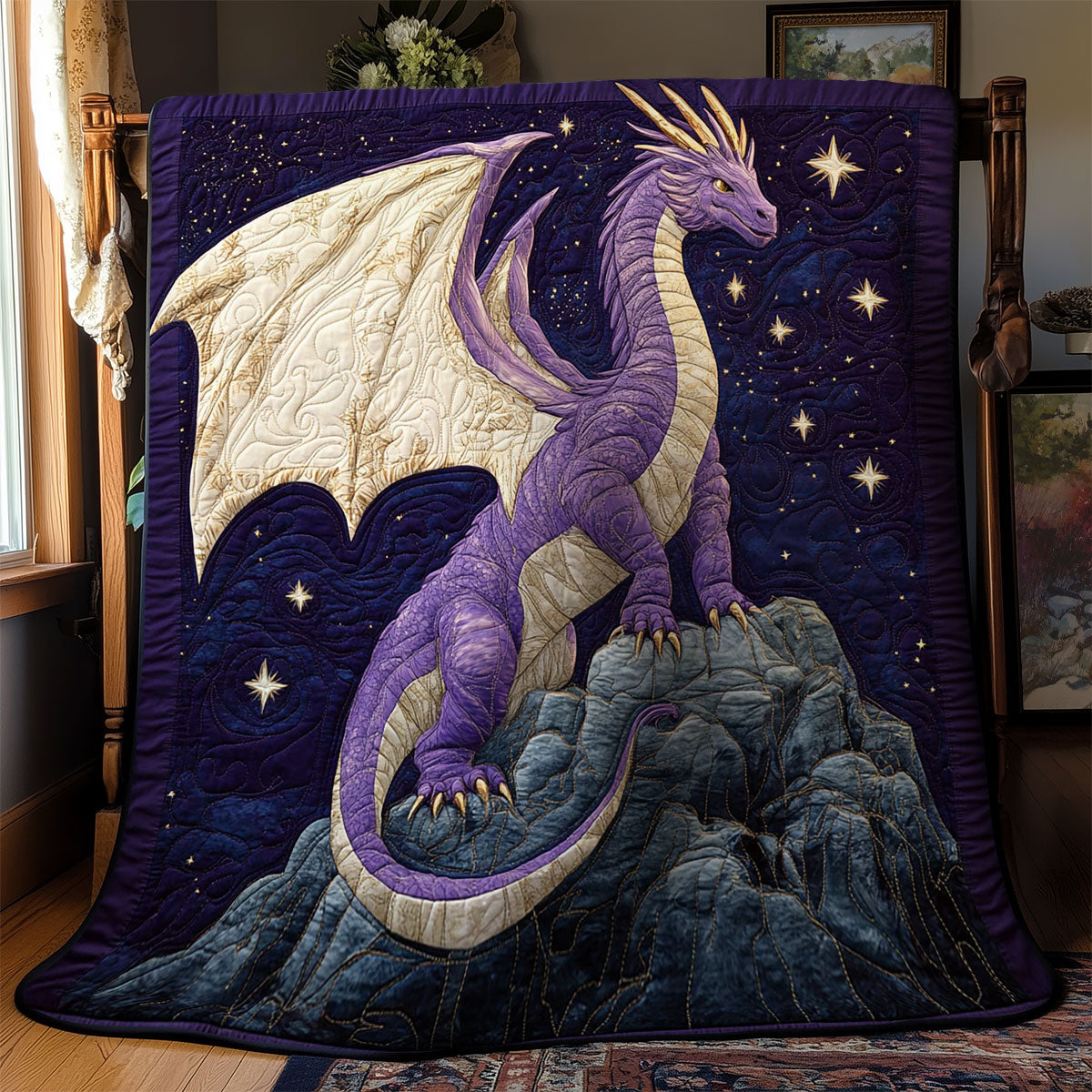 Midnight Purple Dragon WY1303068CL Quilt