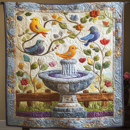 Bird Fountain WY2608044CL Quilt