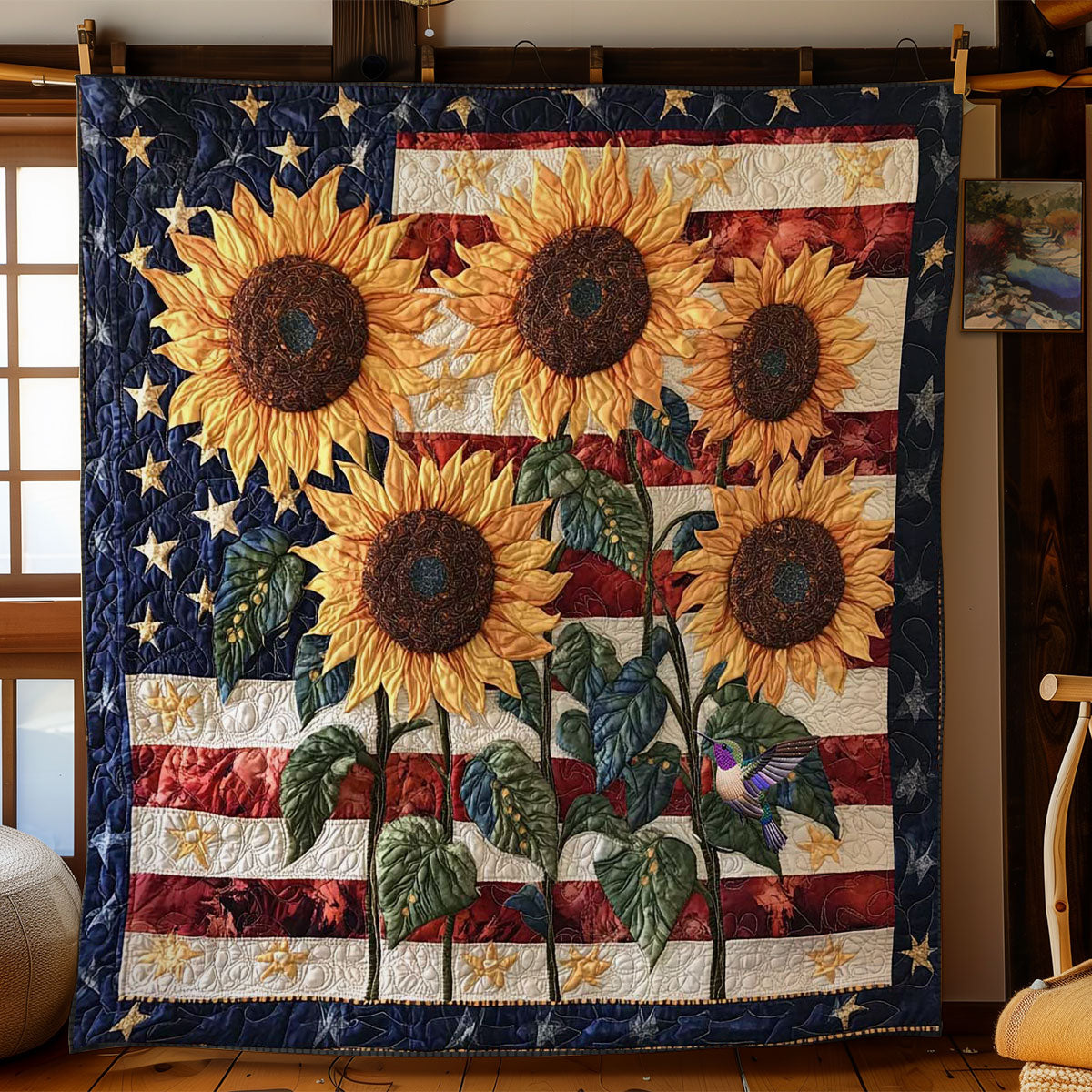 Patriotic Sunflowers WN1211086CL Quilt