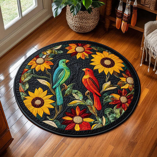 Sunflower Couple Bird WY2605060CL Quilted Round Mat