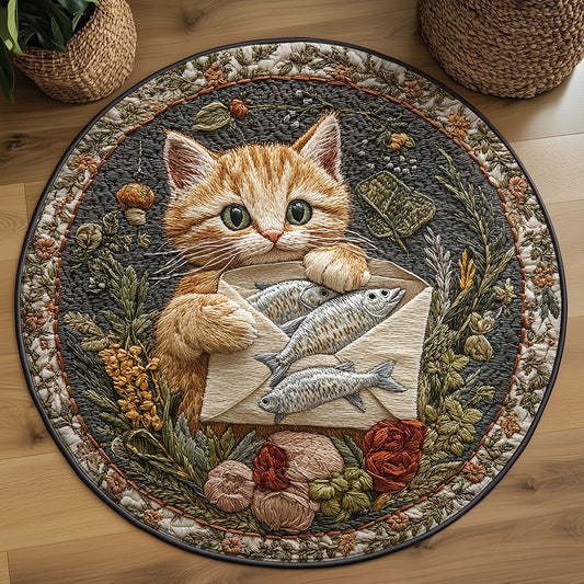 Purrfect Parcel WN3006063CL Quilted Round Mat