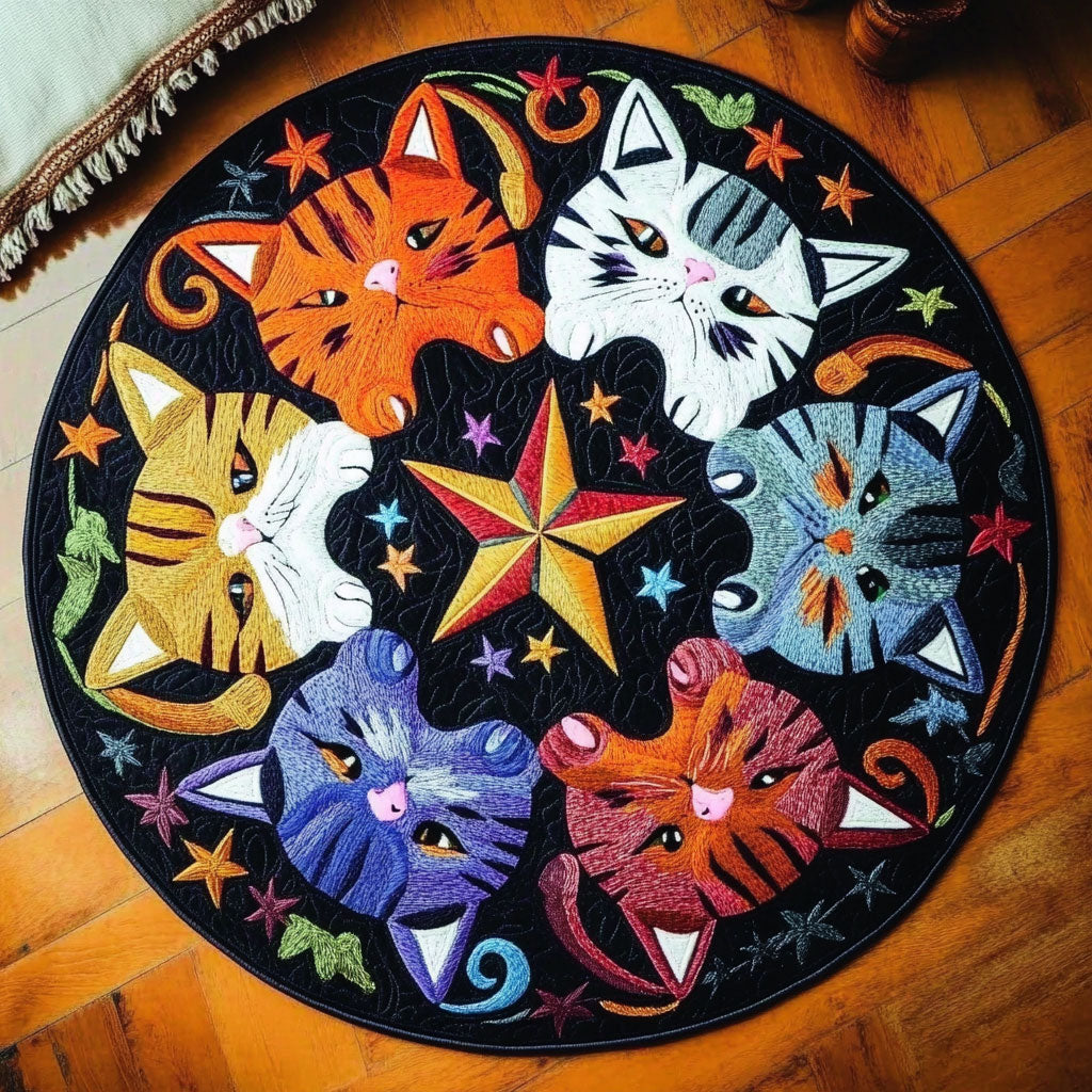 Cute Cat WY2904056CL Quilted Round Mat