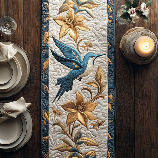 Golden Hummingbird CW1005063CL Quilted Table Runner