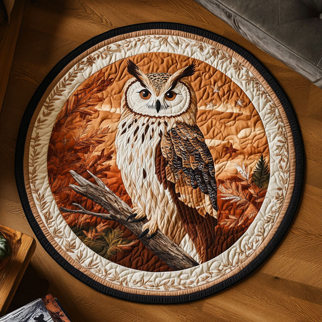 Autumn Regal Owl CW3107021CL Quilted Round Mat