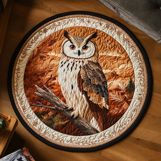 Autumn Regal Owl CW3107021CL Quilted Round Mat