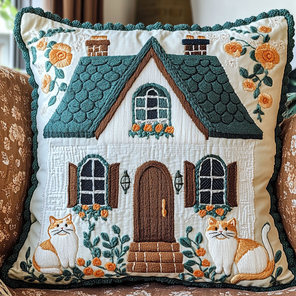 Cozy Cottage Cat WJ1802033CL Quilt Pillow Case