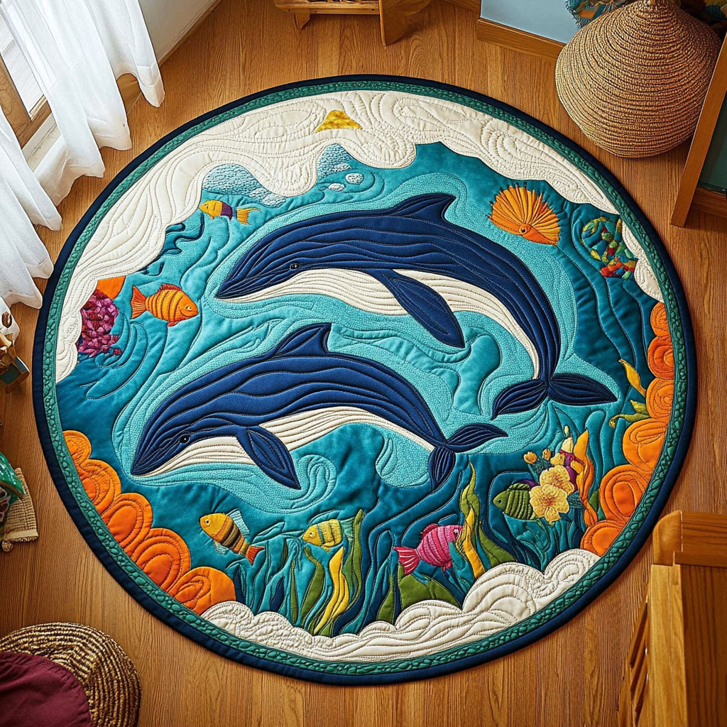 Whale Dance WY3005046CL Quilted Round Mat