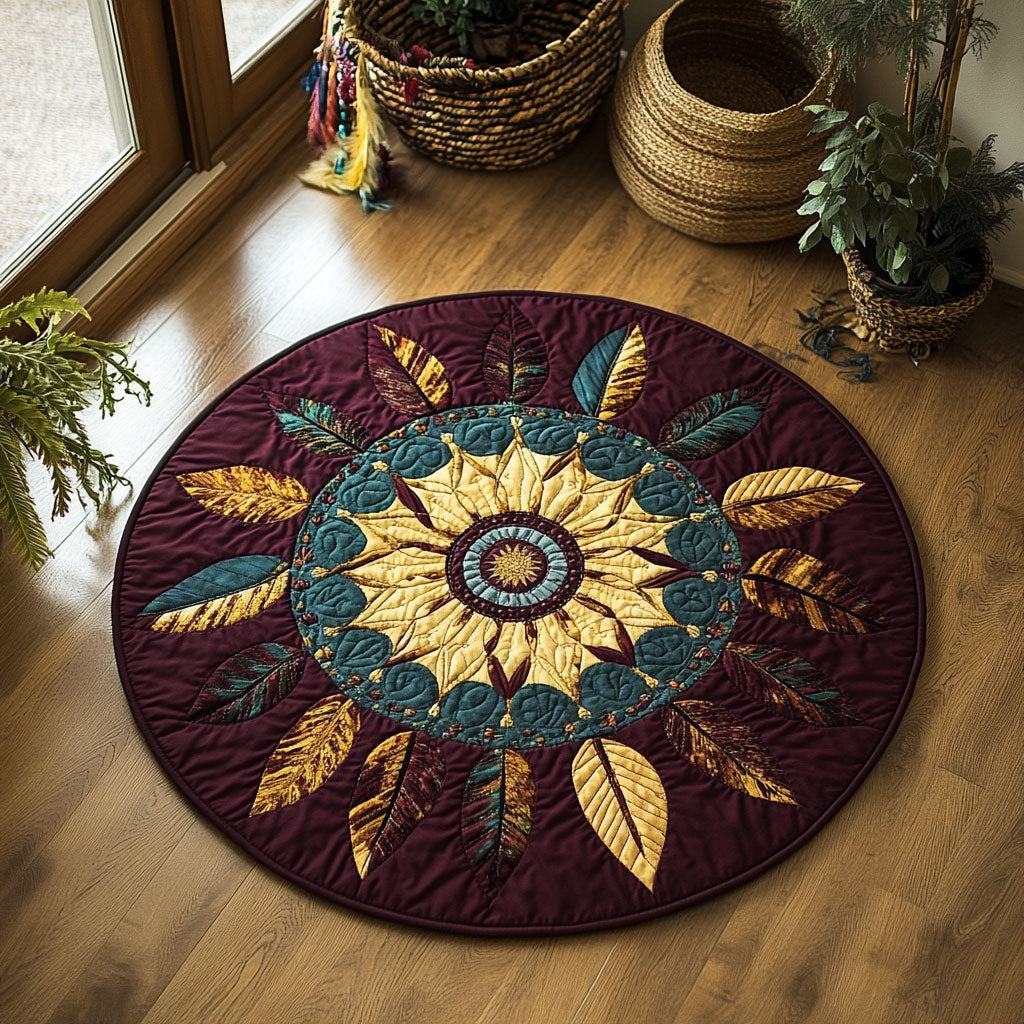 Sacred Sunburst WY0107007CL Quilted Round Mat