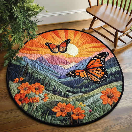 Butterfly Bloom Sunrise WP0104012CL Quilted Round Mat