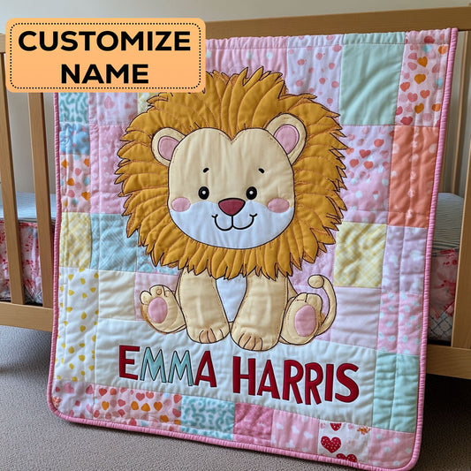 Lovely Lion Hug CW2207048CL Personalized Baby Quilt