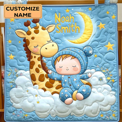 Giraffe Cuddle Dreams WY2507042CL Personalized Baby Quilt