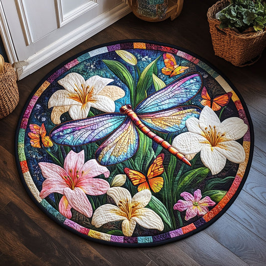 Dragonfly Blossom Harmony CW1507025CL Quilted Round Mat