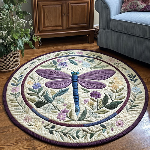 Dragonfly Bloom CW0908011CL Quilted Round Mat