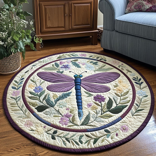Dragonfly Bloom CW0908011CL Quilted Round Mat