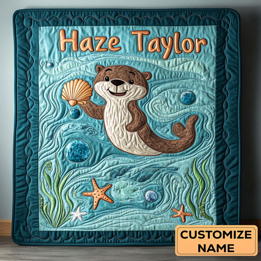 Otter Splash WN2807108CL Personalized Baby Quilt