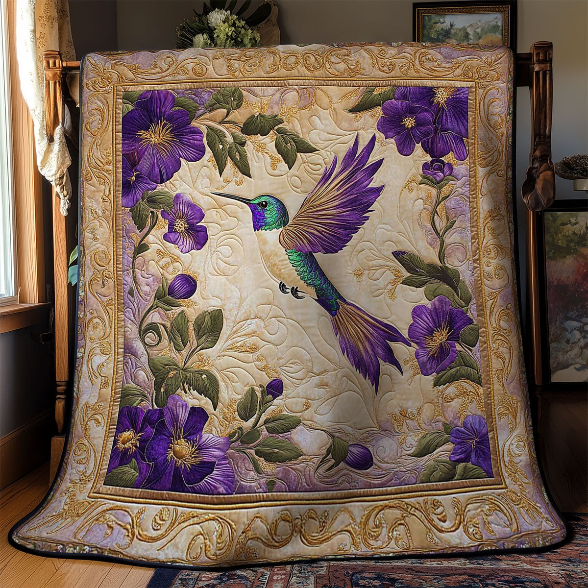 Purple Hummingbird WN0801055CL Quilt