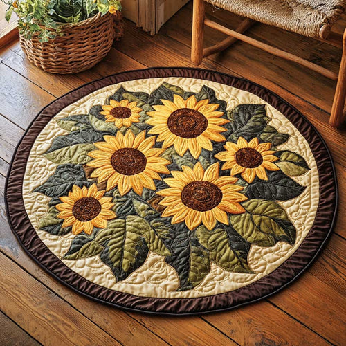 Rustic Sunflower WN1903102CL Quilted Round Mat