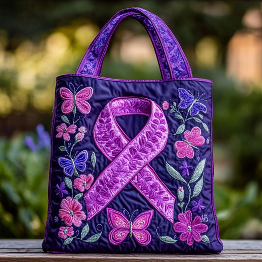 Purple Ribbon Grace WN2909048CL Quilted Tote Bag